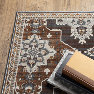 Emilia Panel Medallions Blue/ Rust Area Rug 9'10" x 12'10"