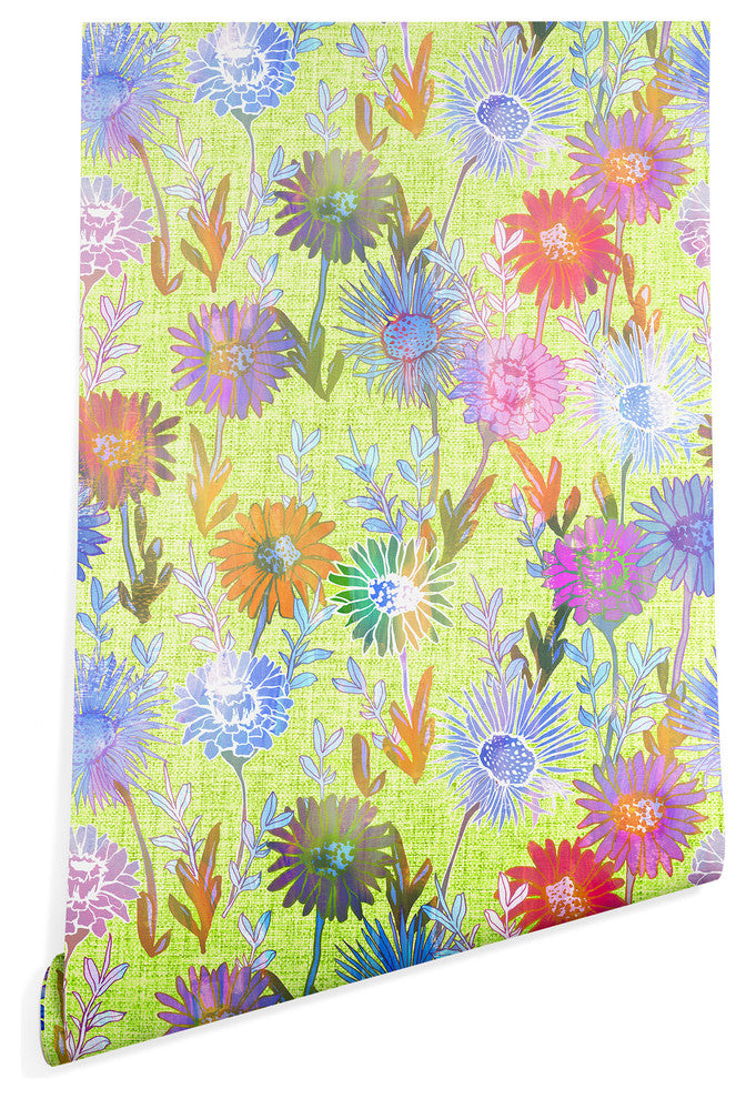 Deny Designs Schatzi Brown Gillian Floral Lime Wallpaper, Green, 2'x4'