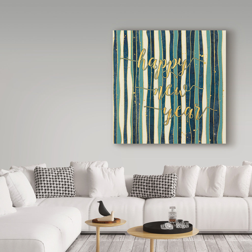 Jess Aiken 'Coastal Lace Happy New Year Stripes' Canvas Art