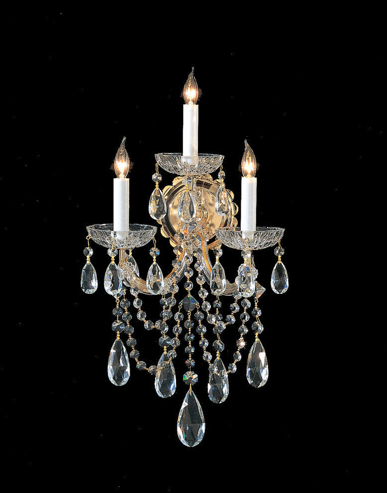 Maria Theresa 3 Light Clear Crystal Gold Sconce