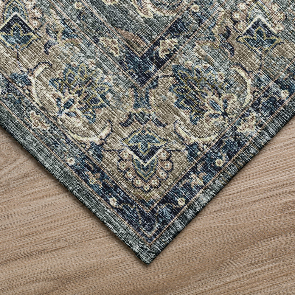Indoor/Outdoor Marbella MB5 Mineral Blue Machine Washable 10' x 10' Round Rug