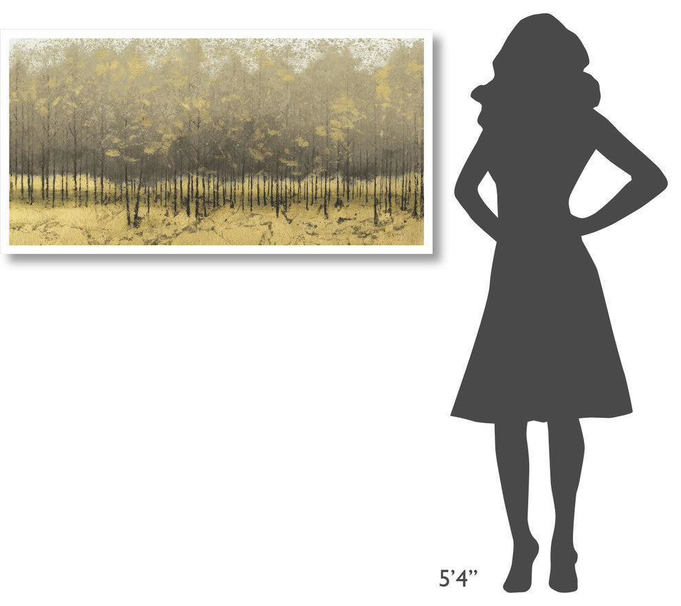 "Golden Trees Taupe III" Digital Paper Print by James Wiens, 50"x26"
