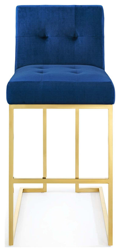 Bar Stool Chair Barstool, Velvet, Metal, Gold Blue Navy, Modern, Bar Pub Bistro