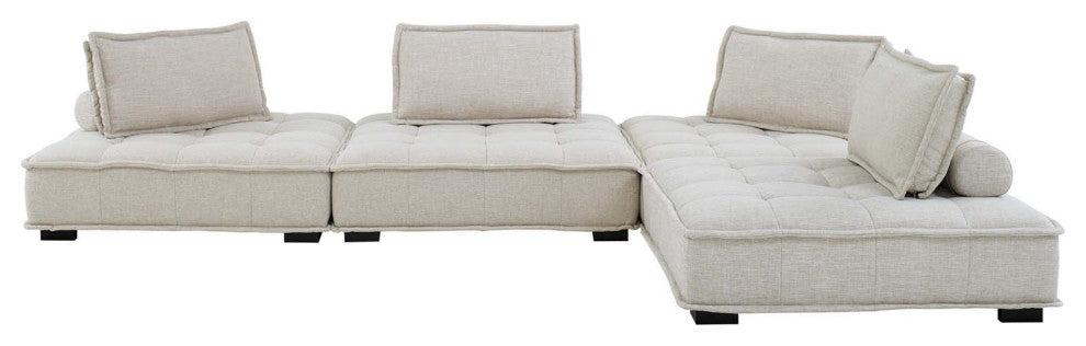Saunter Tufted Fabric Fabric 4-Piece Sectional Sofa Beige -5208