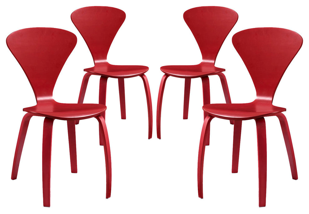 Modern Red Vortex Dining Chairs Set of 4