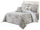 Heart Damask 5 Piece Quilt Bedspread Sets, Antique White, King, 102"x90"