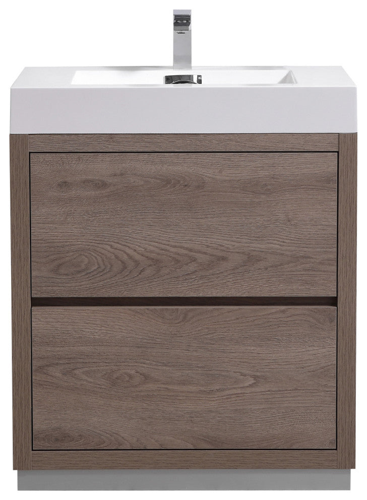 Bliss 30" Free Standing Bathroom Vanity, Butternut