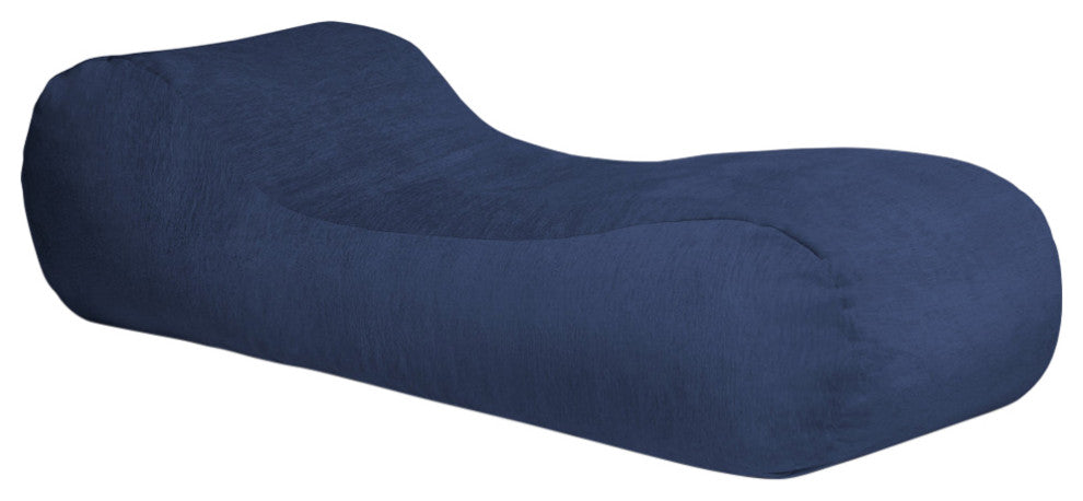 Arlo Chaise Lounge Bean Bag Chair, Premium Chenille, Navy Blue