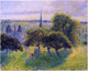 Camille Pissarro Farm and Steeple at Sunset, Gallery Wrapped Canvas, 20"x25"