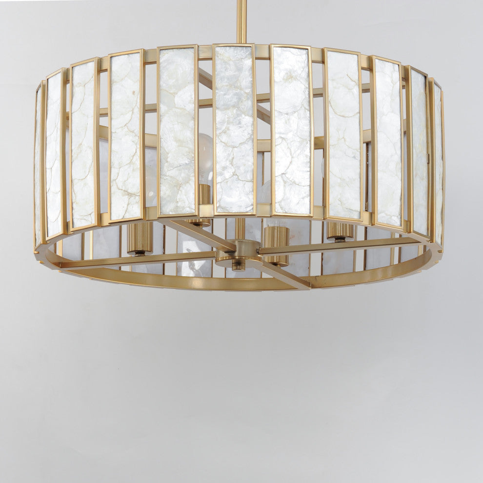 Maxim 12804 Miramar 4 Light 24"W Pendant - Capiz / Natural Aged Brass