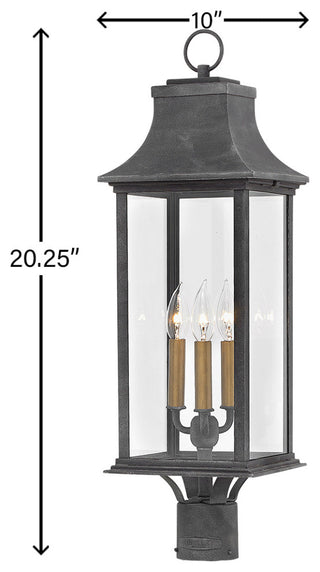 Hinkley Adair Large Post Top Or Pier Mount Lantern, Aged Zinc