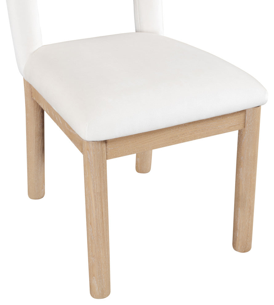 Conrad Upholstered Dining Chair, Cream, Velvet, Natural Finish