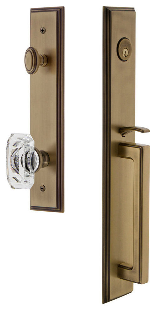 Carre' 1-Piece Dummy Handleset, D Grip and Baguette Clear Crystal Knob, 848842