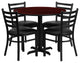 Dyersburg 5pcs Table Set Round 36" Mahogany Laminate X-Base, Black Chair