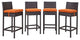 Espresso Orange Convene 4 Piece Outdoor Patio Pub Set