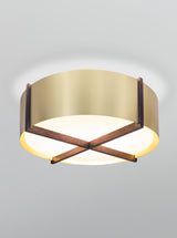 Plura 30 Flushmount, Walnut, Brushed Brass, Integrated Led - 2700k - P1 Driver