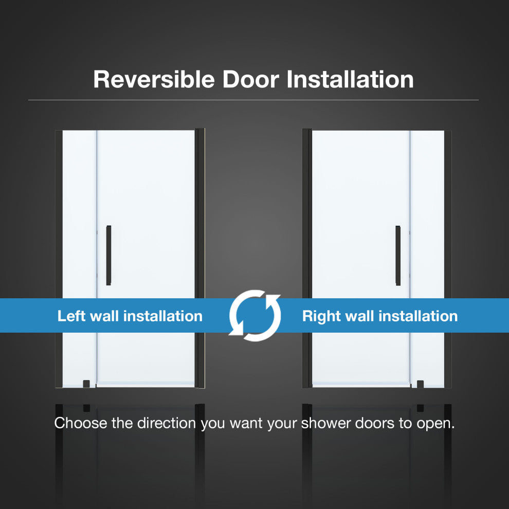 Pasadena 41 7/16-43 3/8"Wx72"H Alcove Pivot Shower Door Black