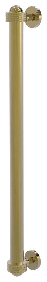 18" Refrigerator Pull With Groovy Accents, Unlacquered Brass