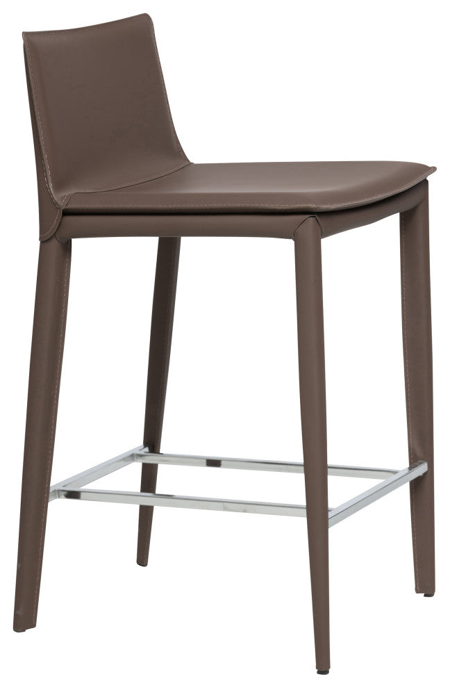 Elite Living Hilton Leather 25.5" Counter Height Bar Stool, Brown
