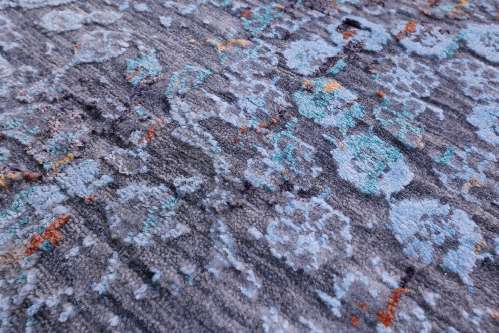 2' 6" X 12' 0" Runner Handmade Wool and Silk Modern Rug Q11827