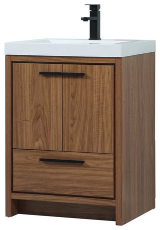 Walker Walnut Brown-Light Bathroom Vanity, Walnut Brown, 24"