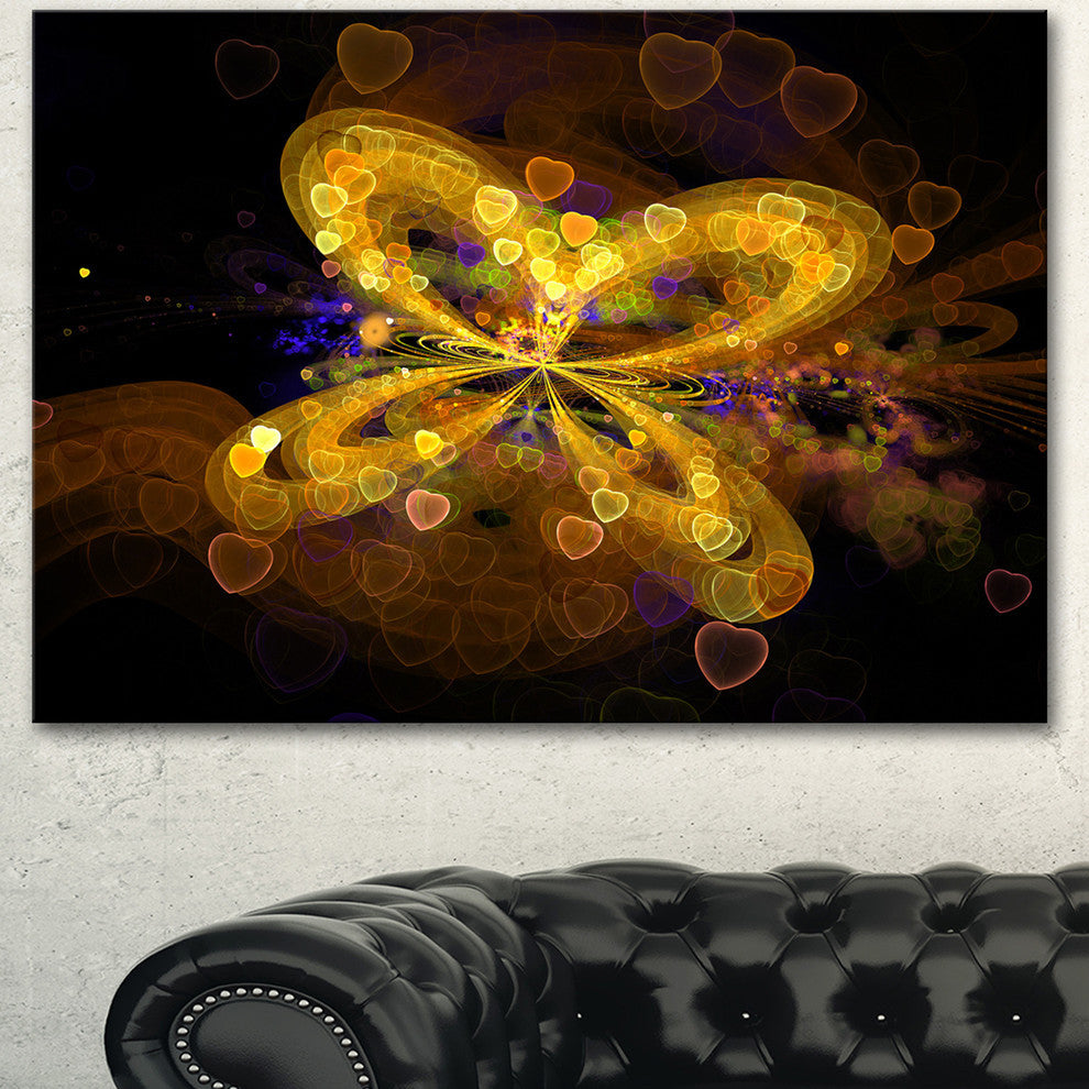 Fractal Yellow Butterfly Pattern, Extra Large Floral Wall Art, 40"x30"