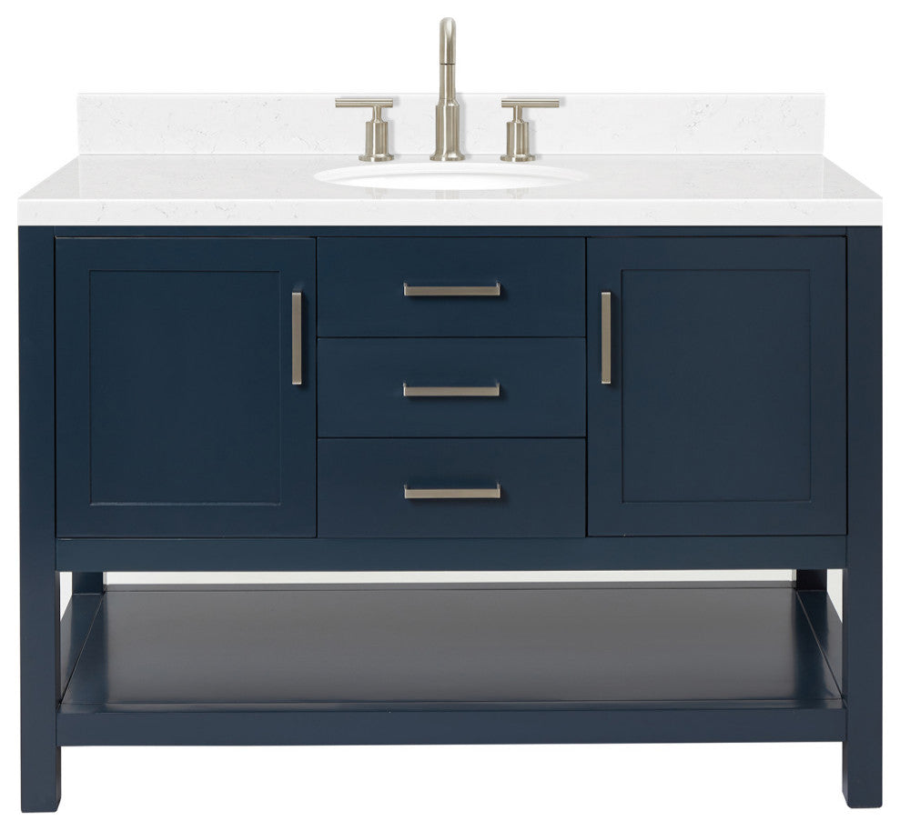 Ariel Bayhill 48" Single Oval Sink Bathroom Vanity, Carrara Quartz