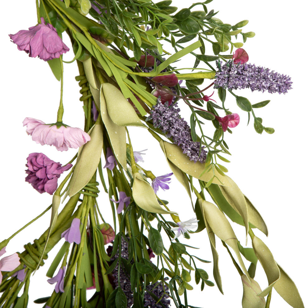 Vickerman 24" Artificial Purple Lilac Wild Flower Wreath