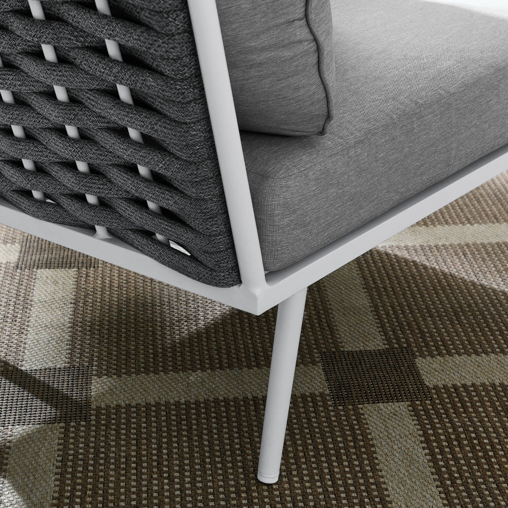Stance Outdoor Patio Aluminum Corner Chair, White Gray