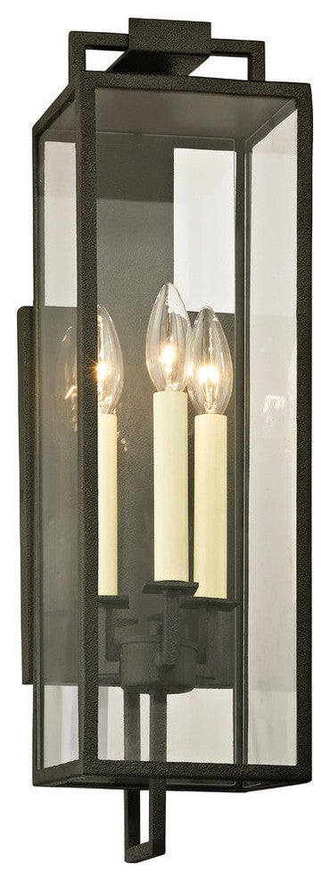 Beckham Outdoor Wall Sconce, Forged Iron Finish, 3-Light