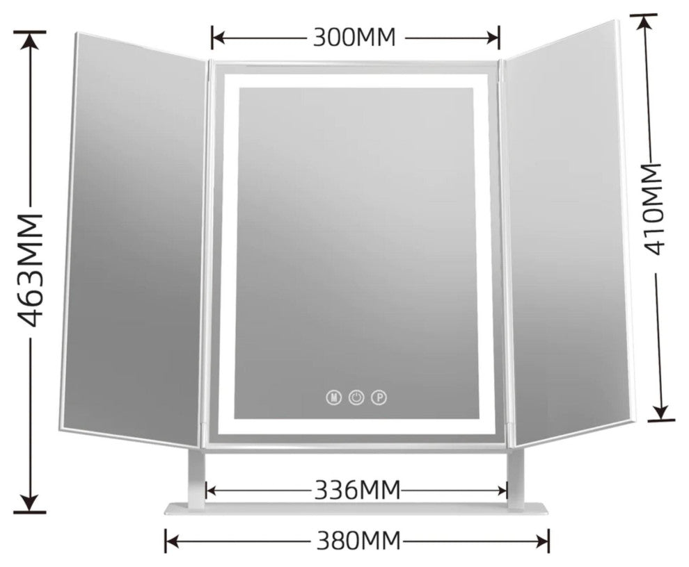Lavish Tri-Fold LED Tri Tone Makeup Mirror, White