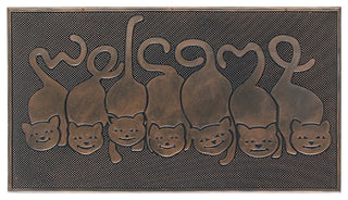 A1HC Designer "Welcome" Rubber Doormat, Cat Tail Welcome