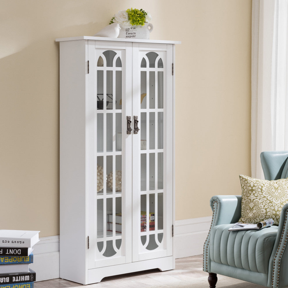 Cresheim Display Cabinet With Windowpane Glass Doors