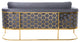 Casa Velvet Upholstered Sofa, Grey, Gold Finish