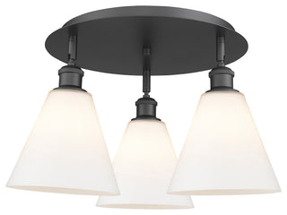 Berkshire-3 Light 20" Flush Mount-Matte Black, Matte White Glass Shade