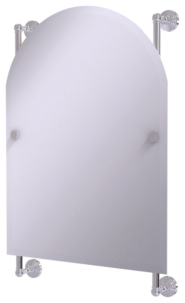Waverly Place Arched Top Frameless Rail Mounted Mirror, Polished Chrome