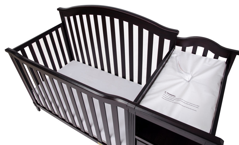 Kali 4-in-1 Convertible Crib, Espresso, With Changer (2 Drawers)