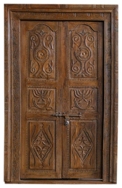Consigned Antique Indian Doors Rustic Teak Wood Vintage Farmhouse Doors