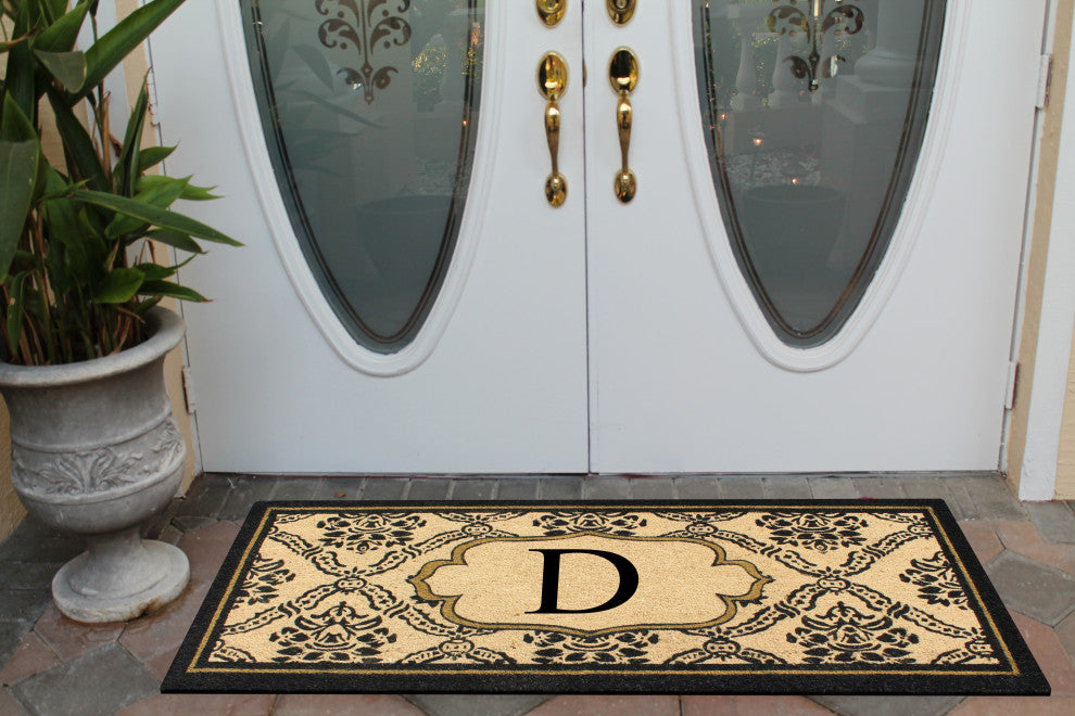 A1HC  Uriel Treated Coir Entry Monogrammed Double Doormat, 60"x30", X-Large, D