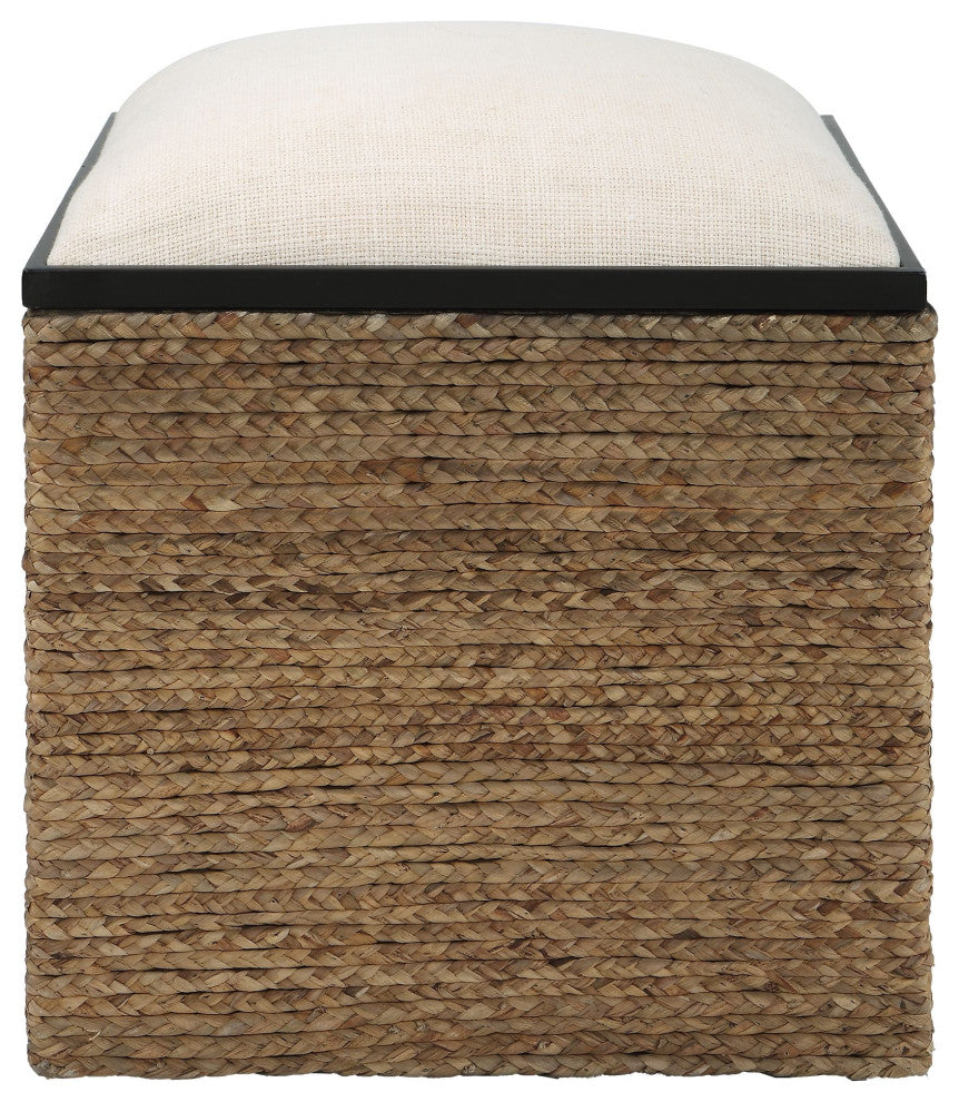 Uttermost Island Square Straw Accent Stool