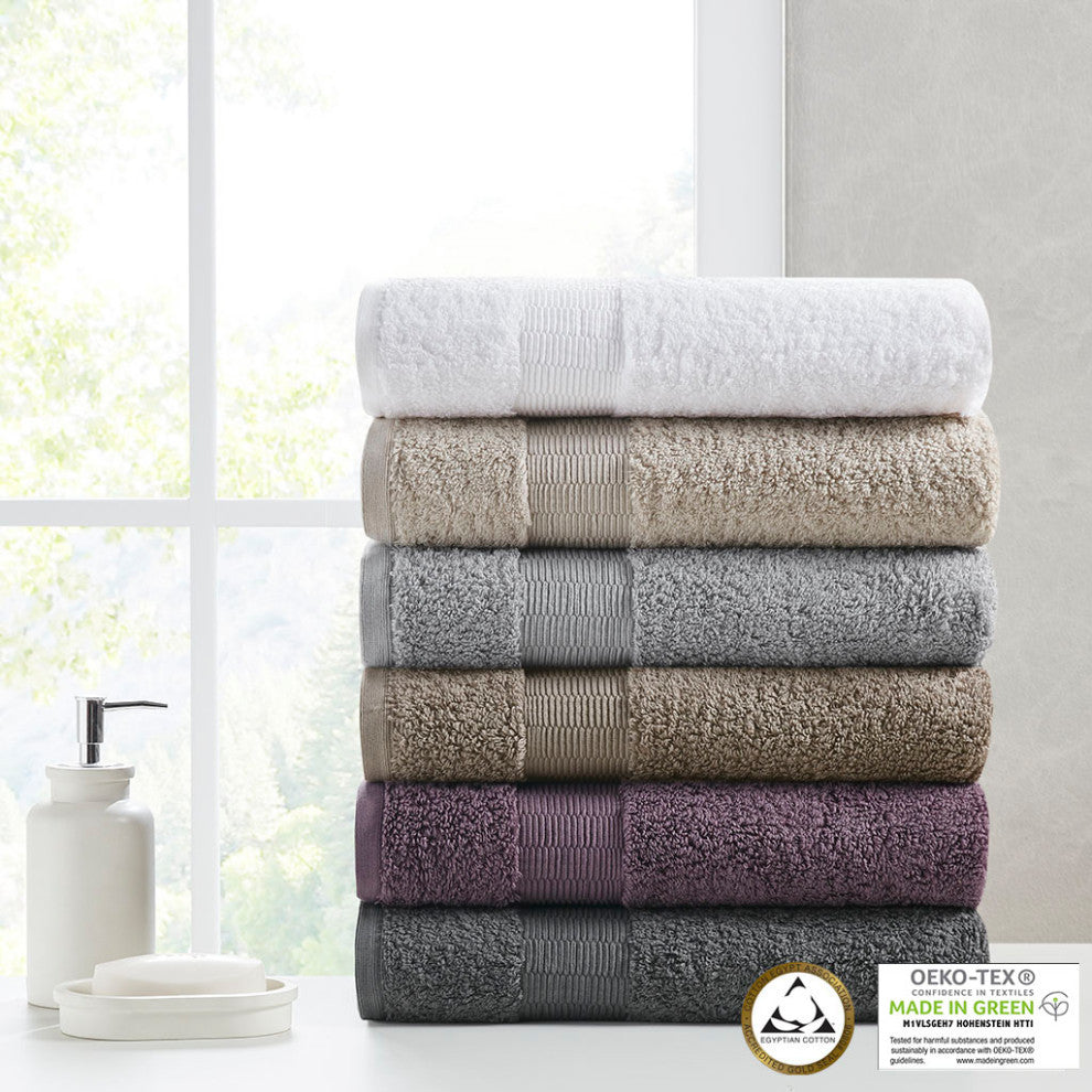 Madison Park Signature Luce 100% Egyptian Cotton 6 Piece Towel Set, Dark Gray