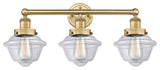 Oxford 3-Light 25" Bath Vanity Light, Brushed Brass Finish, Clear Shade