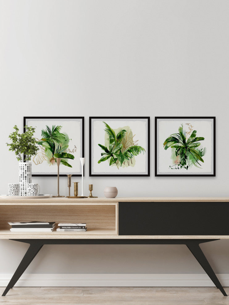 Coastal Greenery Triptych, 3-Piece Set, 18x18 Panels