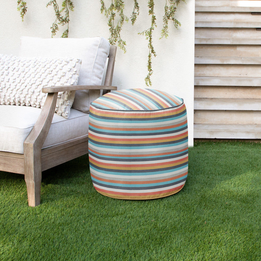 Mozaic Home Surround Sunrise Indoor/Outdoor Round Bean Pouf 20x20x18"