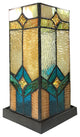 Gregory Tiffany-Glass Accent Pedestal 1-Light Mission Table Lamp 11"