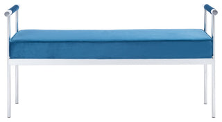 Safavieh Pim Long Rectangle Bench WithArms, Navy/Chrome