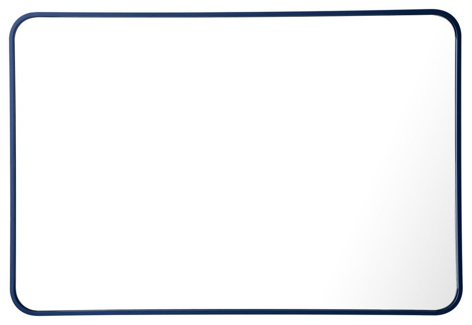 Ellis Soft Corner Metal Rectangular Mirror, Blue, 27"x40"
