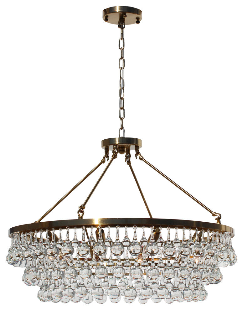 Lightupmyhome Celeste 32" Glass Drop Chandelier, Brass, Hanging or Flush Mount