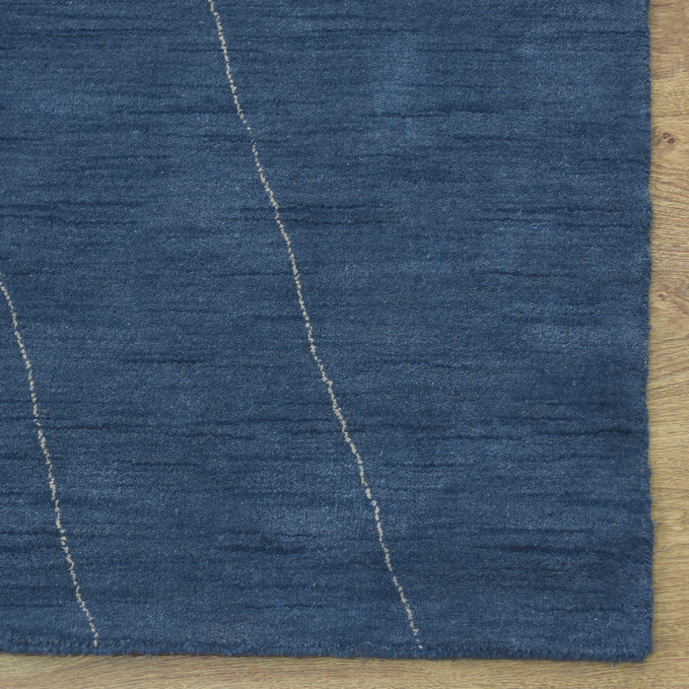 HAND KNOTTED LOOM WOOL ECO - FRIENDLY AREA RUGS - Blue Beige,Geometric