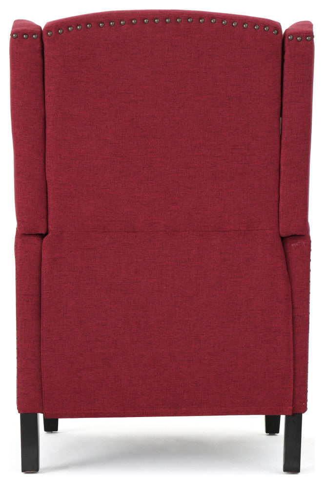 GDF Studio Weyland Contemporary Fabric Wingback Pushback Recliner, Deep Red